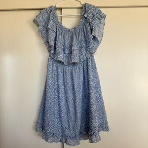 Blue Off Shoulder Mini Dress